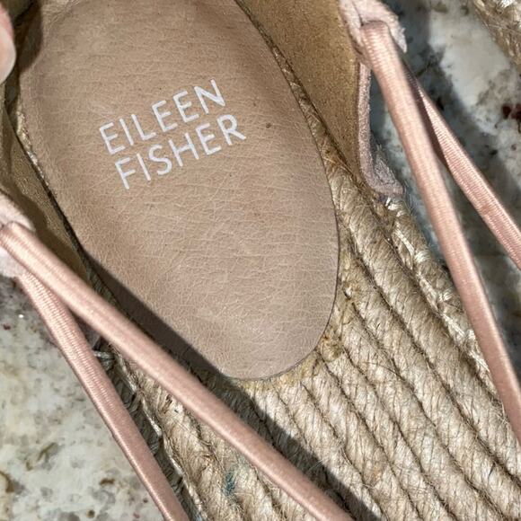 Eileen Fisher $155 D’Orsay Espadrille Shimmer Stripe Tan / Gold 8.5 - Picture 8 of 14